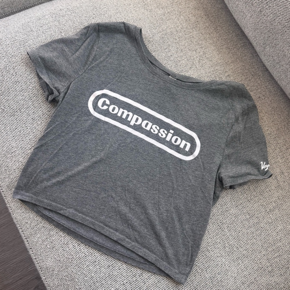 Compassion Graphic Crop Tee - Gray